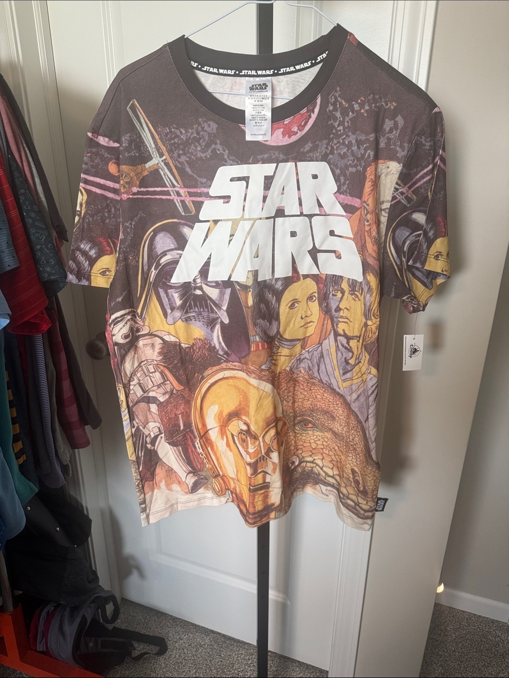 Star Wars Brown Multi-Color Allover Character Tee
